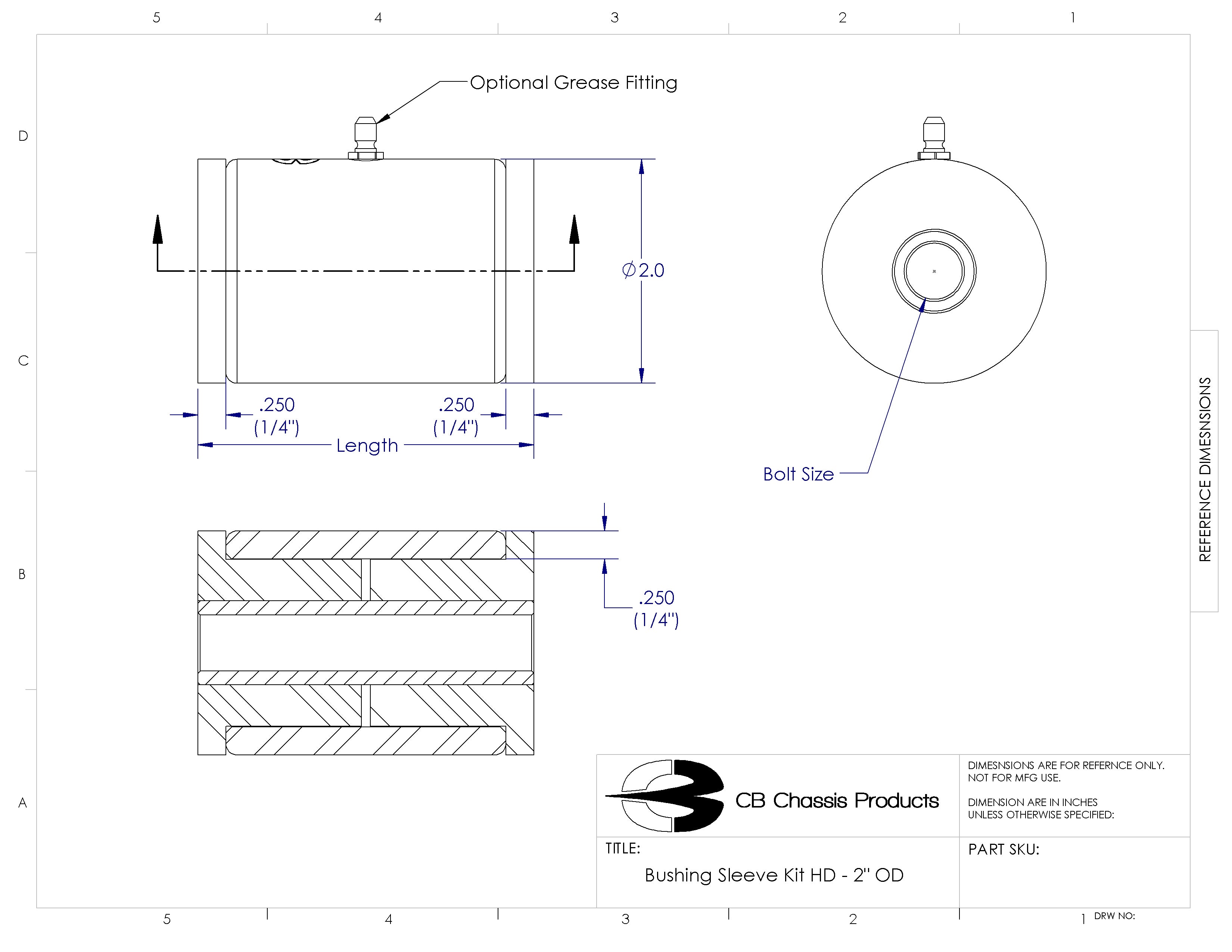 Bushing Sleeve Kit HD - 2" OD